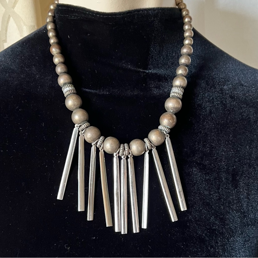 Vintage Necklace Tribal Collar Steel Choker Silver Gothic Punk Streetwear 90s